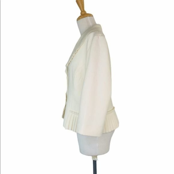 Tabitha Anthropologie Swing Jacket Pleated Flower Accent 3/4 Sleeves Womens 12 - Picture 7 of 10